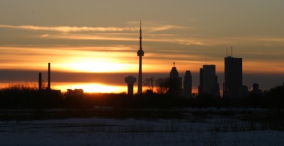 Downtown from the beaches during sunset