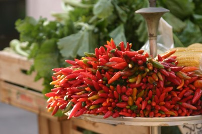 Chilies for sale at a Venetian market.