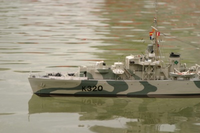 Model of a warship.