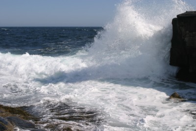 Atlantic Ocean crashing onto the headland near Peggy's Cove.