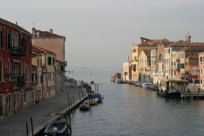 Grey view of the lagoon from Venice.